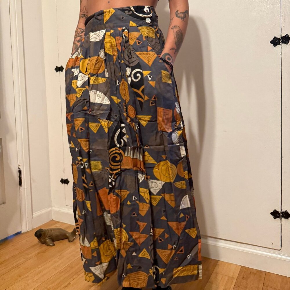 ✨ Vintage Diane von Furstenberg Maxi Skirt — Abstract Print, High Waist ✨